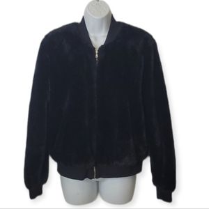 Dex Black Sherpa Faux Fur Zip up Jacket Coat